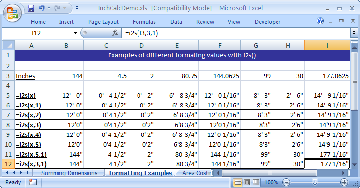 Formating examples